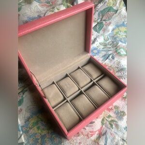 Wolf Watch Storage Jewelry Box 8 Sections Coral Peach Pink Medium